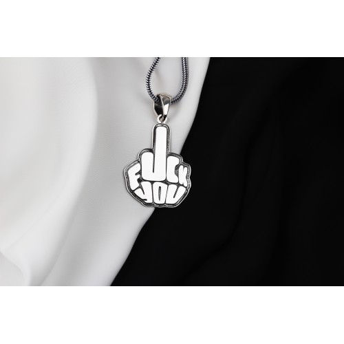 Glorria 925k Sterling Silver Men Fuck Silver Necklace Glorria 925k Sterling Silver Men Fuck Silver Necklace