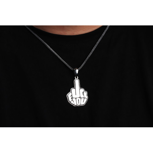 Glorria 925k Sterling Silver Men Fuck Silver Necklace