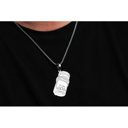 Glorria 925k Sterling Silver Men 100 Dollar Silver Necklace
