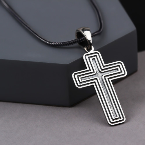 Glorria 925k Sterling Silver Men Cross Silver Necklace Glorria 925k Sterling Silver Men Cross Silver Necklace