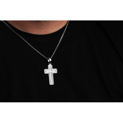 Glorria 925k Sterling Silver Men Cross Silver Necklace Glorria 925k Sterling Silver Men Cross Silver Necklace