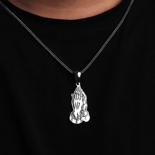 Glorria 925k Sterling Silver Men Prayer Silver Necklace