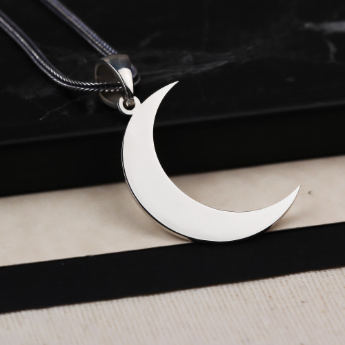 Glorria 925k Sterling Silver Men Crescent Silver Necklace Glorria 925k Sterling Silver Men Crescent Silver Necklace
