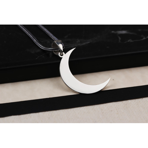 Glorria 925k Sterling Silver Men Crescent Silver Necklace Glorria 925k Sterling Silver Men Crescent Silver Necklace