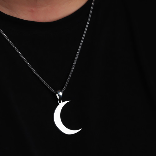 Glorria 925k Sterling Silver Men Crescent Silver Necklace Glorria 925k Sterling Silver Men Crescent Silver Necklace