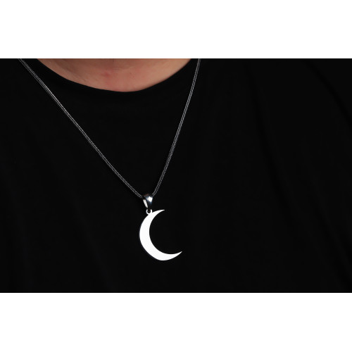 Glorria 925k Sterling Silver Men Crescent Silver Necklace Glorria 925k Sterling Silver Men Crescent Silver Necklace