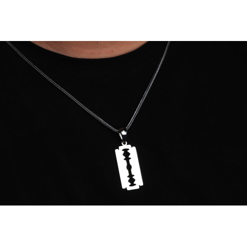 Glorria 925k Sterling Silver Men Razor Silver Necklace Glorria 925k Sterling Silver Men Razor Silver Necklace