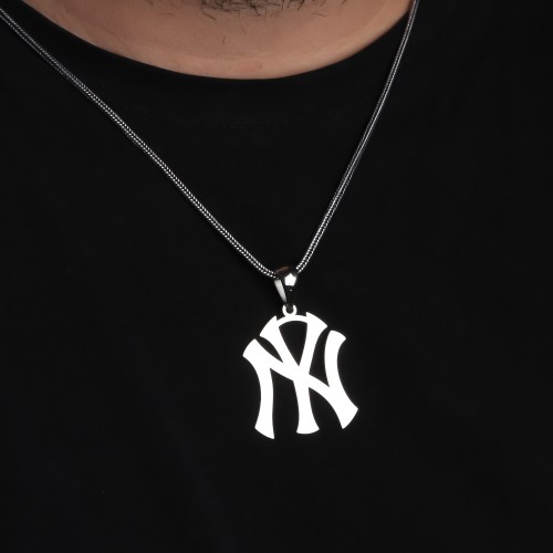 Glorria 925k Sterling Silver Men NY Silver Necklace