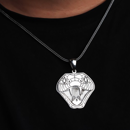 Glorria 925k Sterling Silver Men Snake Silver Necklace