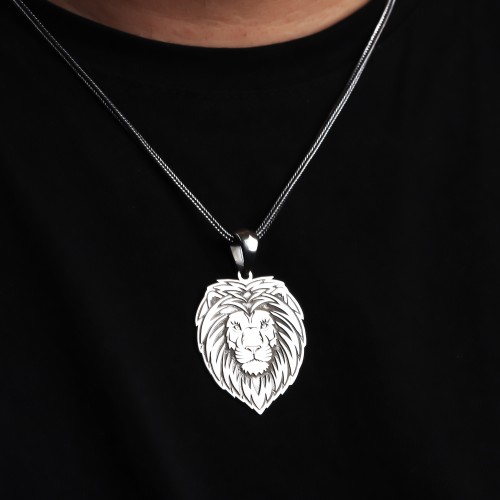 Glorria 925k Sterling Silver Men Lion Sterling Silver Necklace