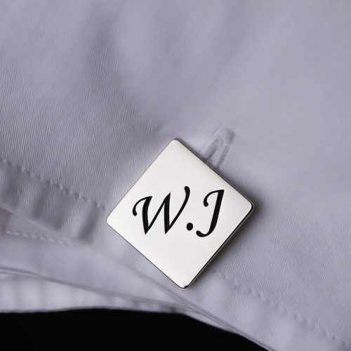 Glorria 925k Sterling Silver Men Custom Letter Cufflinks
