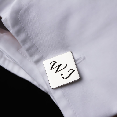 Glorria 925k Sterling Silver Men Custom Letter Cufflinks