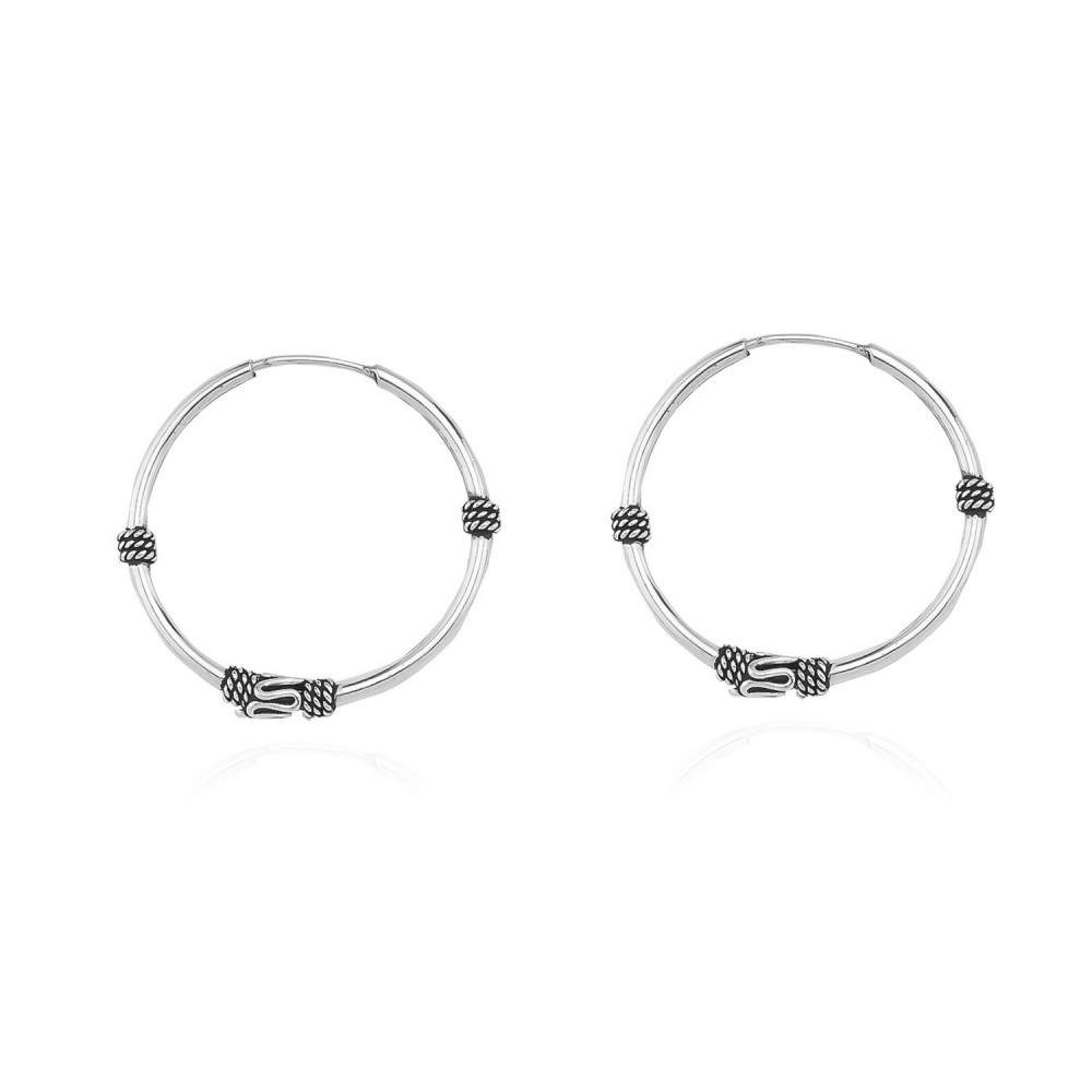Glorria 925k Sterling Silver 2 cm Patterned Circle Earring