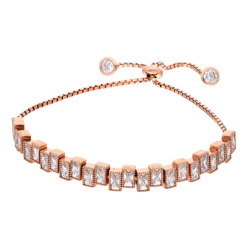 Glorria 925k Sterling Silver Baget Pave Waterway Bracelet Glorria 925k Sterling Silver Baget Pave Waterway Bracelet