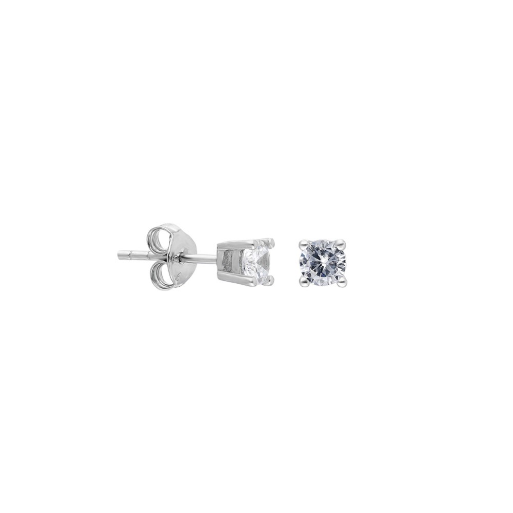 Glorria Silver 4 mm Solitaire Earring