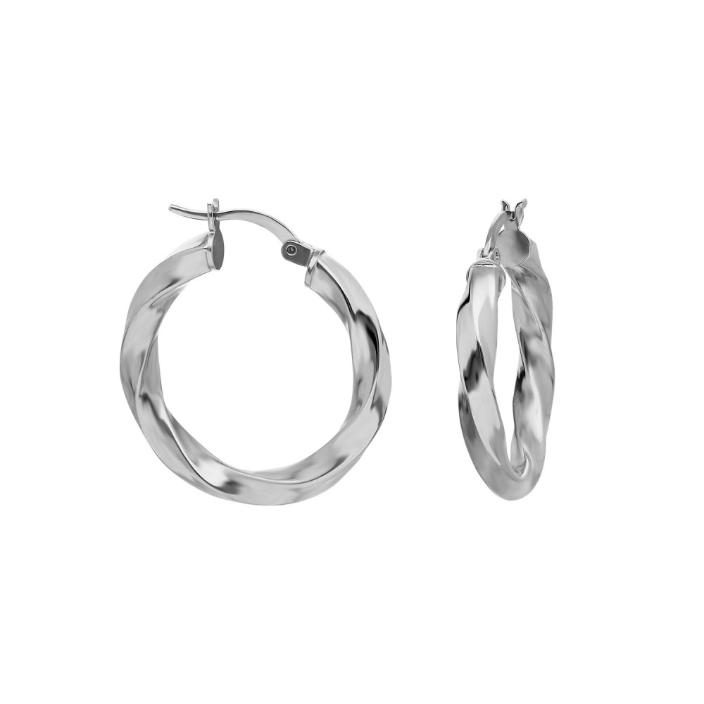 Glorria 925k Sterling Silver 2 cm Twisted Circle Earring