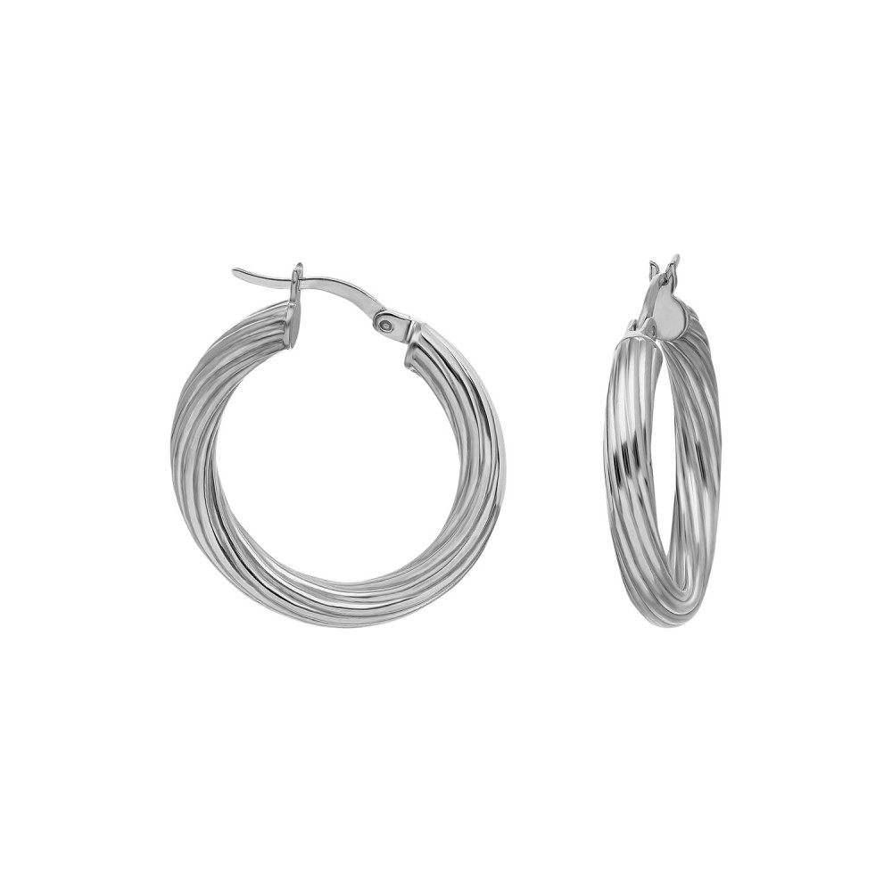 Glorria 925k Sterling Silver 2 cm Twisted Circle Earring