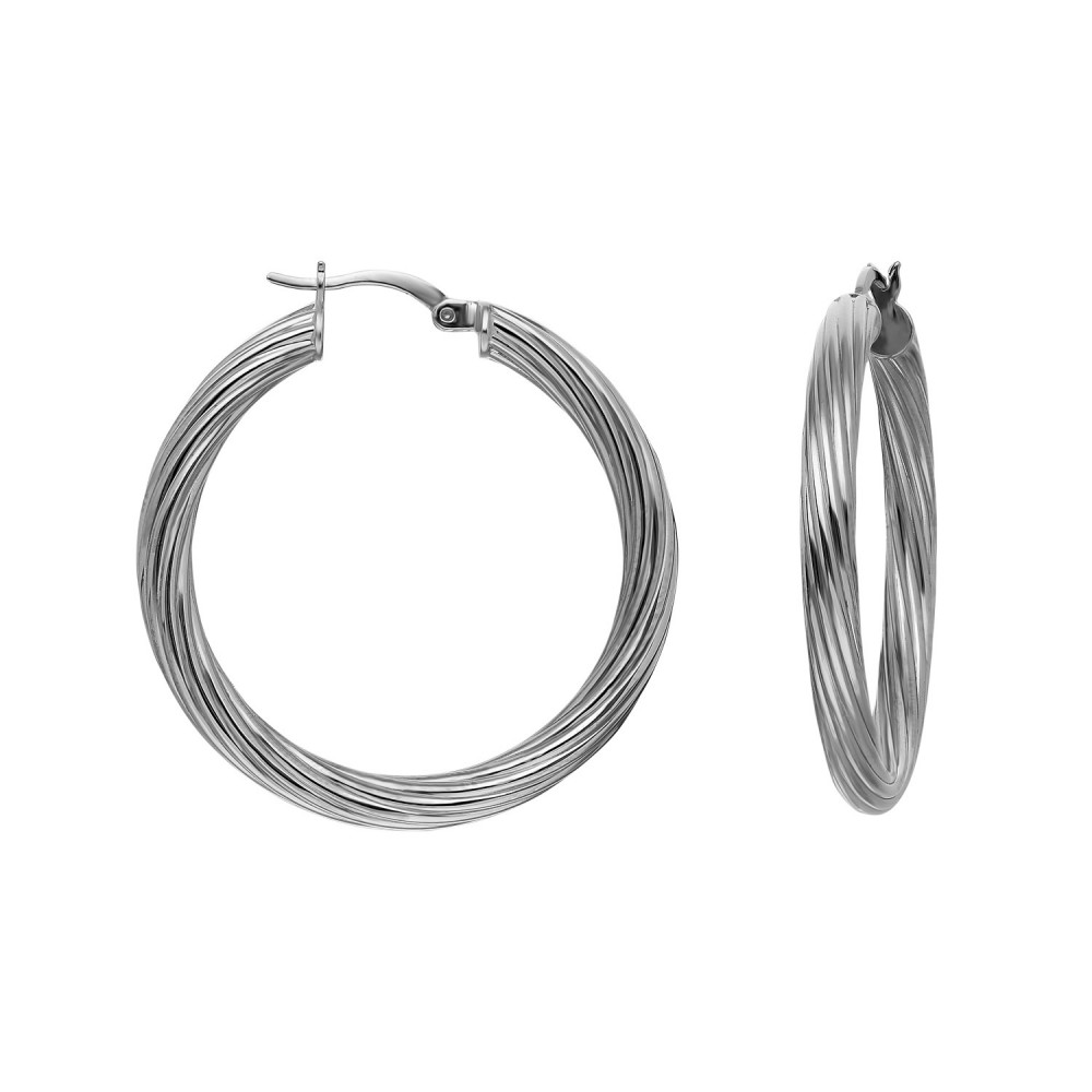 Glorria 925k Sterling Silver 3 cm Twisted Circle Earring