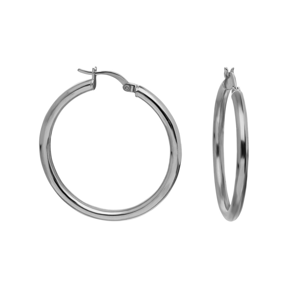 Glorria 925k Sterling Silver 3 cm Slim Circle Earring