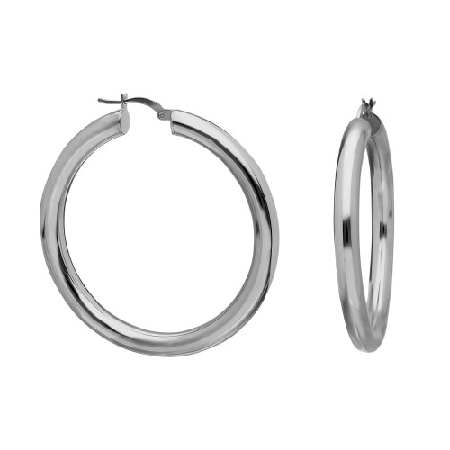 Glorria 925k Sterling Silver 4 cm Thick Circle Earring Glorria 925k Sterling Silver 4 cm Thick Circle Earring