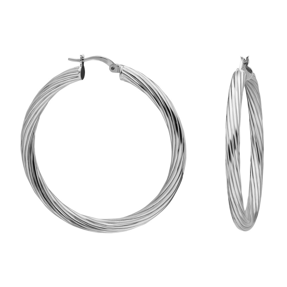 Glorria 925k Sterling Silver 4 cm Twisted Circle Earring