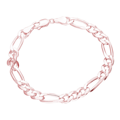 Glorria 925k Sterling Silver Rose Figaro Chain Bracelet Glorria 925k Sterling Silver Rose Figaro Chain Bracelet