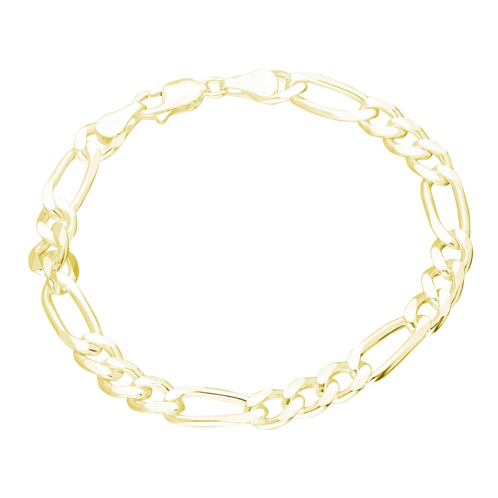 Glorria 925k Sterling Silver Yellow Figaro Chain Bracelet