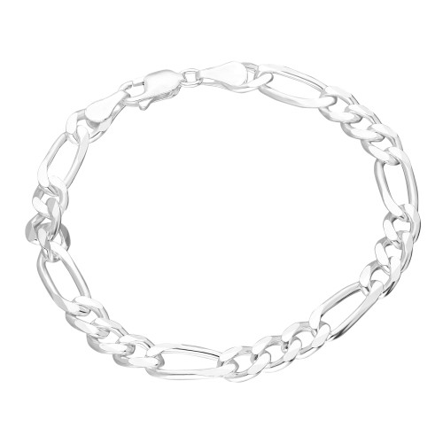 Glorria 925k Sterling Silver Figaro Chain Bracelet