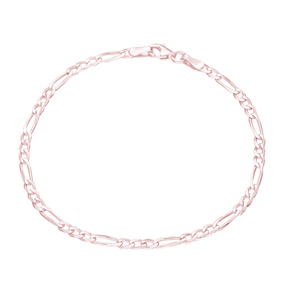 Glorria Silver Rose Figaro Chain Bracelet