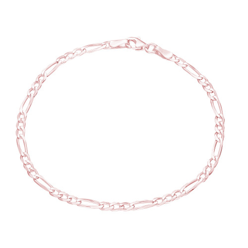 Glorria 925k Sterling Silver Rose Figaro Chain Bracelet Glorria 925k Sterling Silver Rose Figaro Chain Bracelet