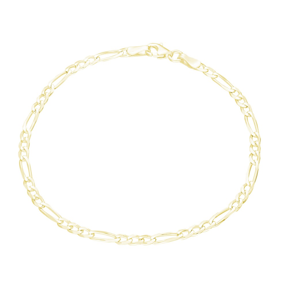 Glorria Silver Yellow Figaro Chain Bracelet