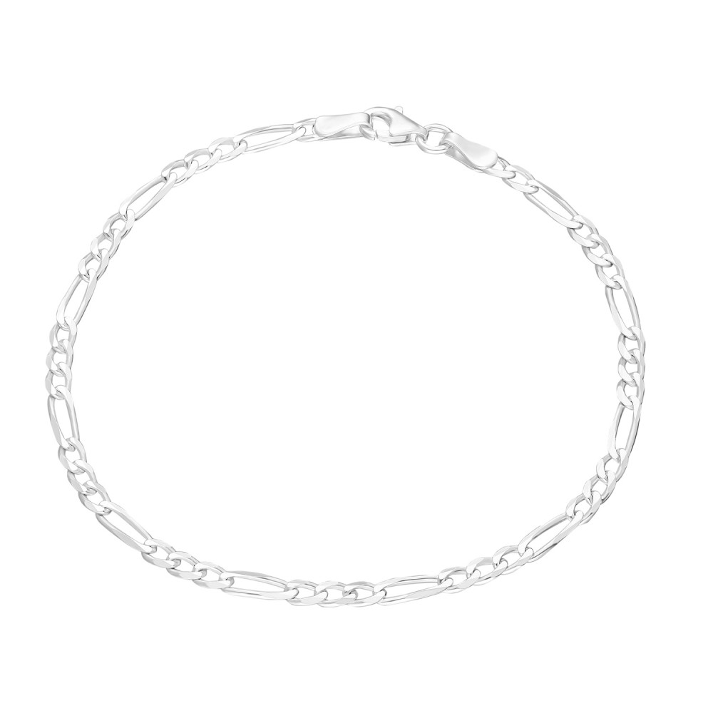 Glorria Silver Figaro Chain Bracelet