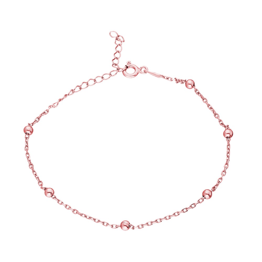 Glorria Silver Rose Ball Chain Bracelet