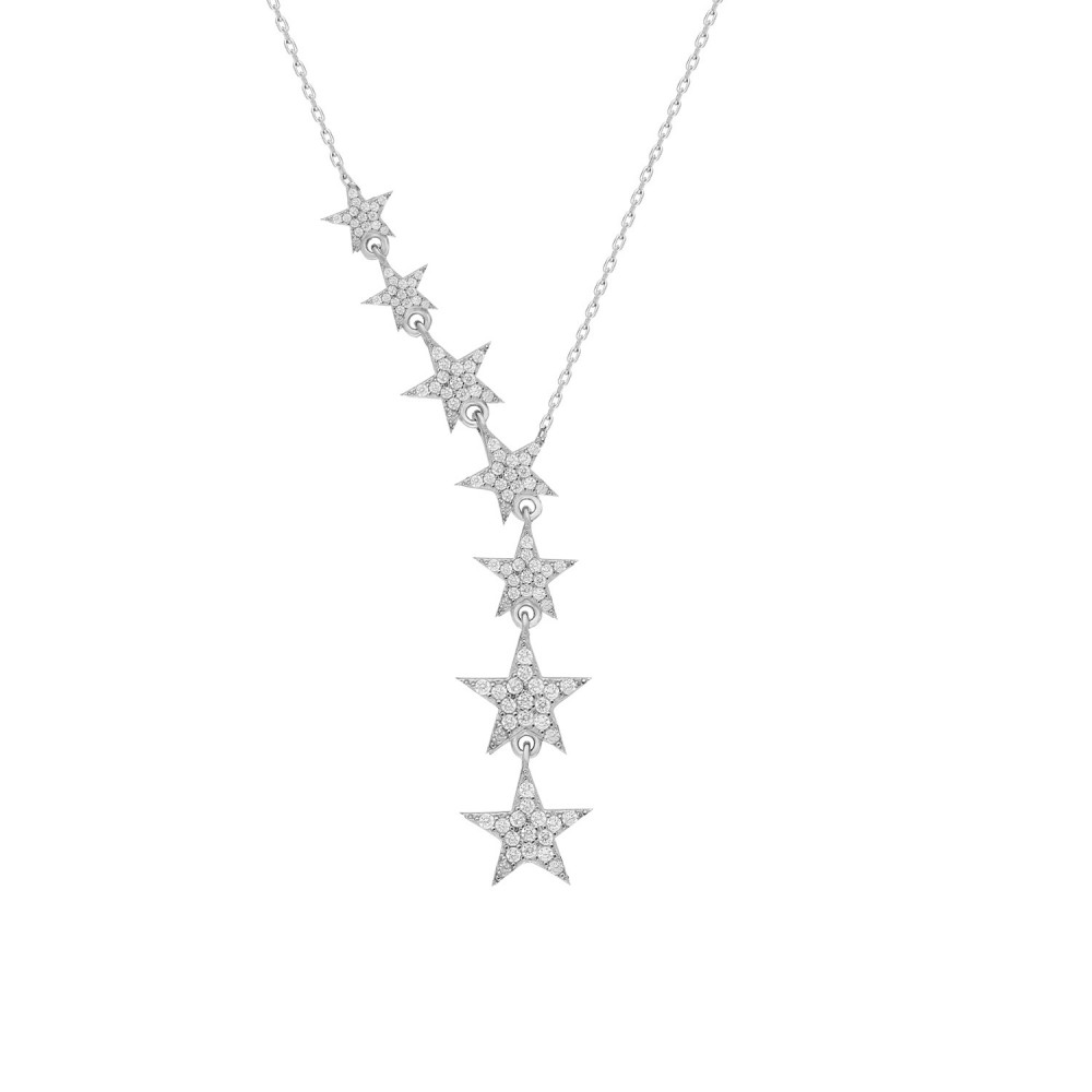 Glorria 925k Sterling Silver Star Necklace, Solitaire Earrings, Flower Gift Set