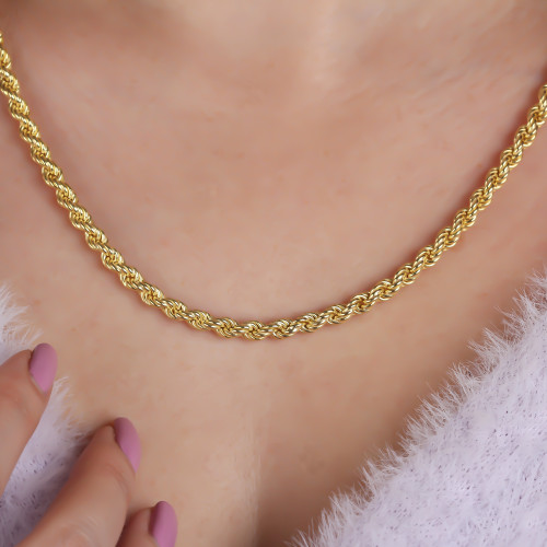 Glorria 925k Sterling Silver 4 mm Rope Twist Chain Necklace Glorria 925k Sterling Silver 4 mm Rope Twist Chain Necklace