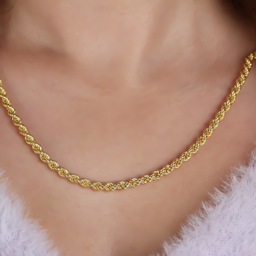 Glorria 925k Sterling Silver 4 mm Rope Twist Chain Necklace Glorria 925k Sterling Silver 4 mm Rope Twist Chain Necklace
