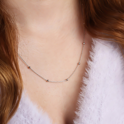 Glorria 925k Sterling Silver Ball Chain Necklace Glorria 925k Sterling Silver Ball Chain Necklace