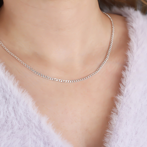 Glorria 925k Sterling Silver Curb Chain Necklace Glorria 925k Sterling Silver Curb Chain Necklace