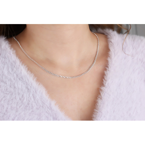 Glorria 925k Sterling Silver Curb Chain Necklace Glorria 925k Sterling Silver Curb Chain Necklace
