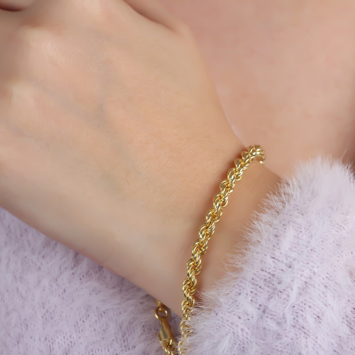 Glorria 925k Sterling Silver Rope Twist Chain Bracelet Glorria 925k Sterling Silver Rope Twist Chain Bracelet