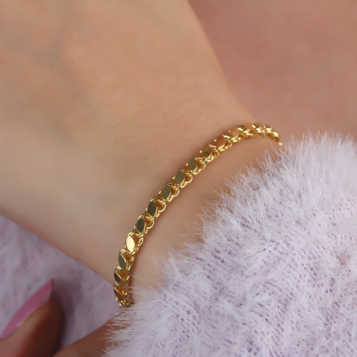 Glorria 925k Sterling Silver Barley Scale Chain Bracelet