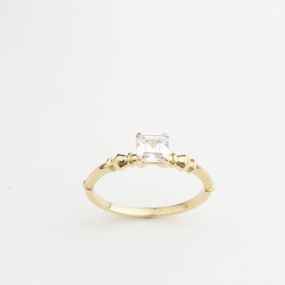 Glorria 14k Solid Gold Baguette Solitaire Ring Glorria 14k Solid Gold Baguette Solitaire Ring