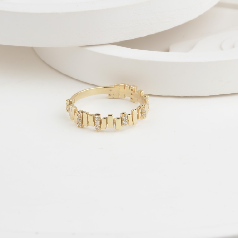 Glorria 14k Solid Gold Stone-Set Asymmetrical Ring Glorria 14k Solid Gold Stone-Set Asymmetrical Ring