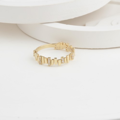 Glorria 14k Solid Gold Stone-Set Asymmetrical Ring Glorria 14k Solid Gold Stone-Set Asymmetrical Ring