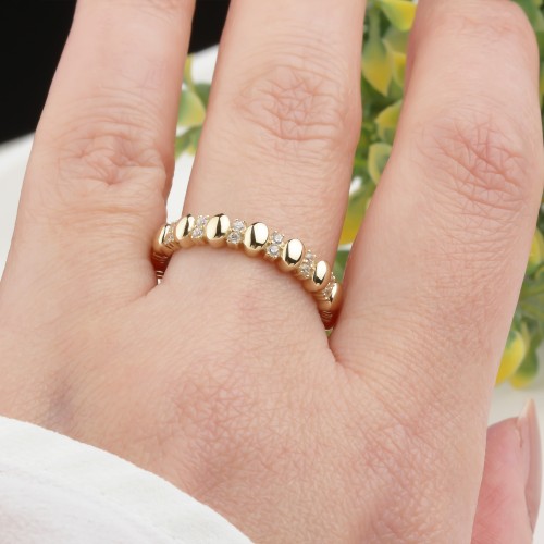 Glorria 14k Solid Gold Stone-Set Dome Ring