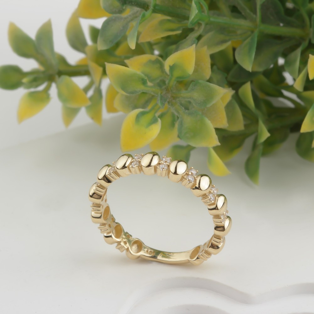 Glorria 14k Solid Gold Stone-Set Dome Ring Glorria 14k Solid Gold Stone-Set Dome Ring