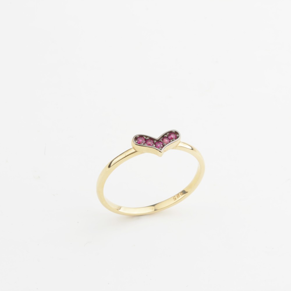 Glorria 14k Solid Gold Pink Stone Heart Ring Glorria 14k Solid Gold Pink Stone Heart Ring