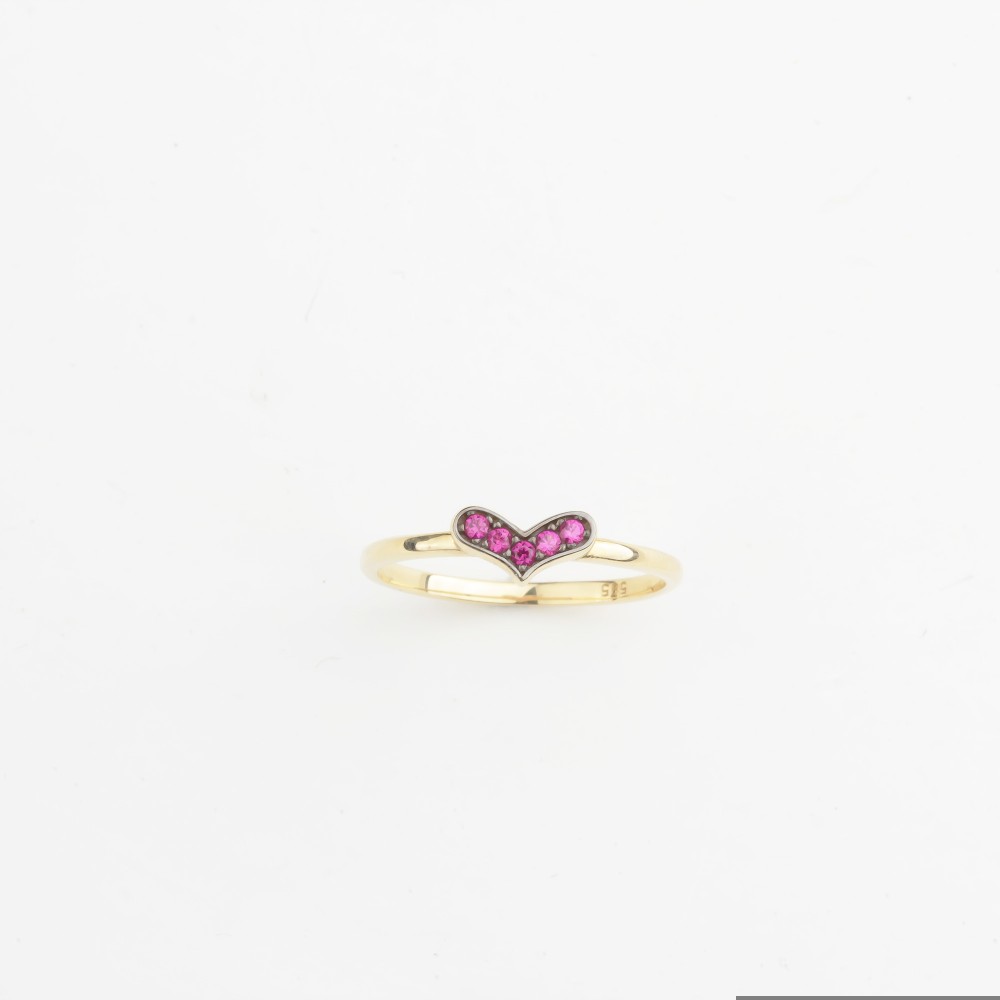 Glorria 14k Solid Gold Pink Stone Heart Ring Glorria 14k Solid Gold Pink Stone Heart Ring
