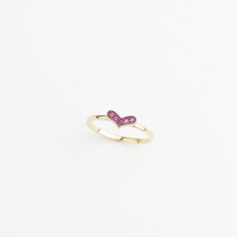 Glorria 14k Solid Gold Pink Stone Heart Ring Glorria 14k Solid Gold Pink Stone Heart Ring