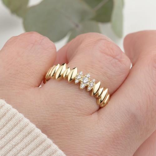 Glorria 14k Solid Gold Stone-Set Marquise Ring Glorria 14k Solid Gold Stone-Set Marquise Ring